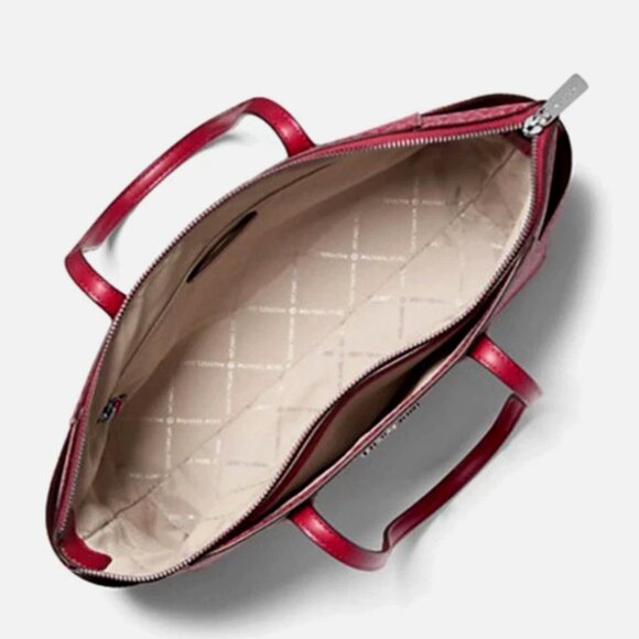 New Michael Kors Marilyn Medium Signature Logo Tote Bag Dark Raspberry Multi - Picture 4 of 4